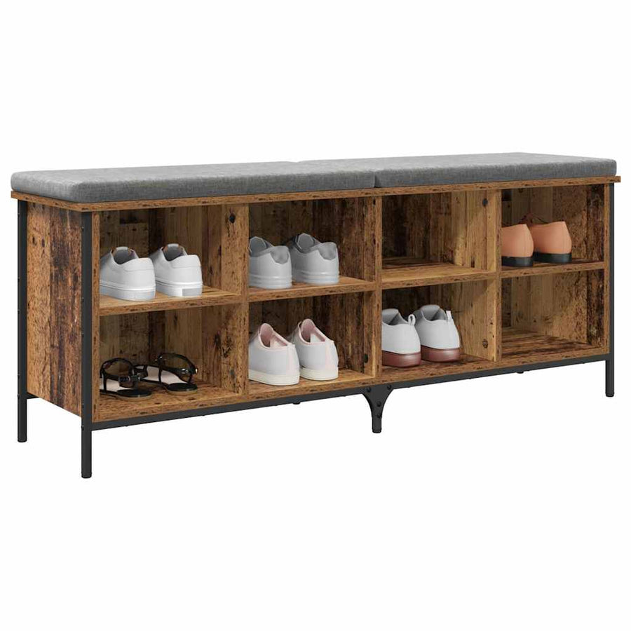Schoenenkast Oud Hout 131 x 35 x 50 cm Gemonteerd hout en ijzer