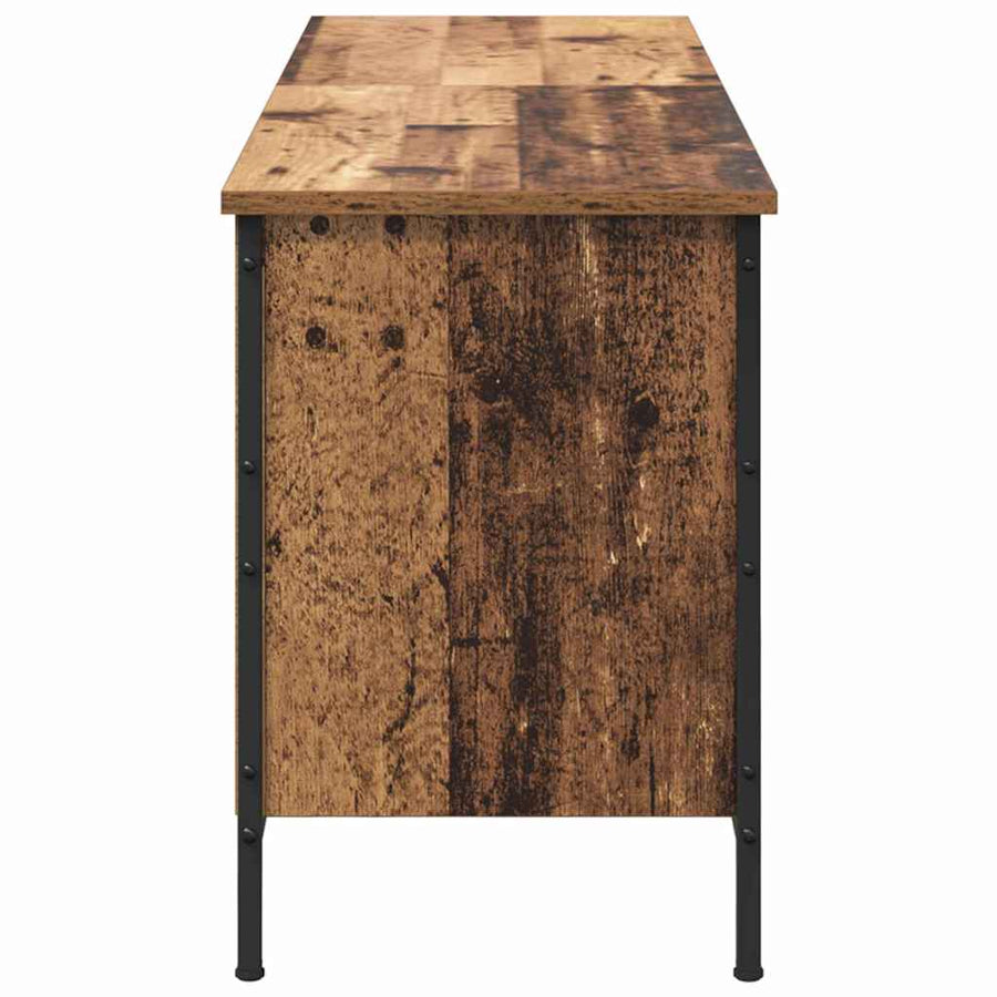 Schoenenkast Oud Hout 131 x 35 x 50 cm Gemonteerd hout en ijzer