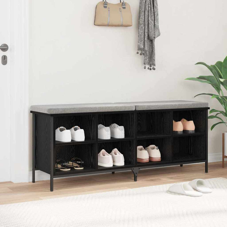 Schoenenkast met plank met opslag Zwart Eiken 131 x 35 x 50 cm