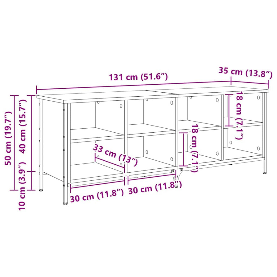 Schoenenkast met plank met opslag Zwart Eiken 131 x 35 x 50 cm