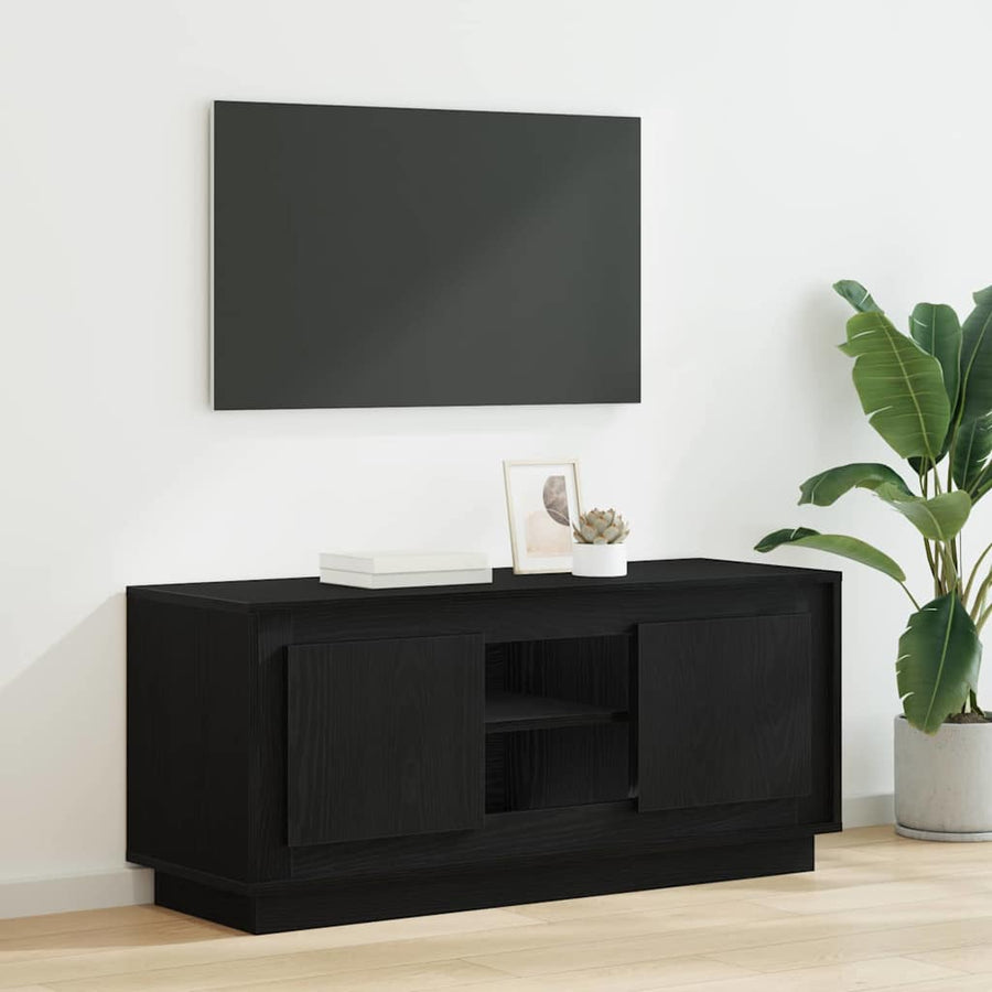 TV-kast Zwart Eiken 102 x 35 x 45 cm Bewerkt hout