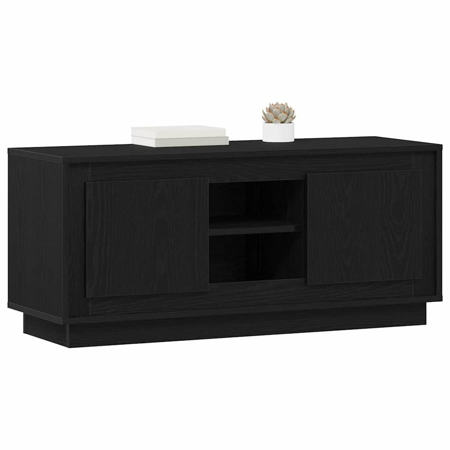 TV-kast Zwart Eiken 102 x 35 x 45 cm Bewerkt hout