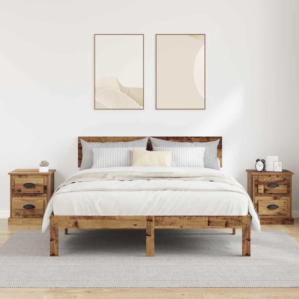 Nachtkastje 2 pcs Oudhout 39 x 39 x 47.5 cm Bewerkt hout