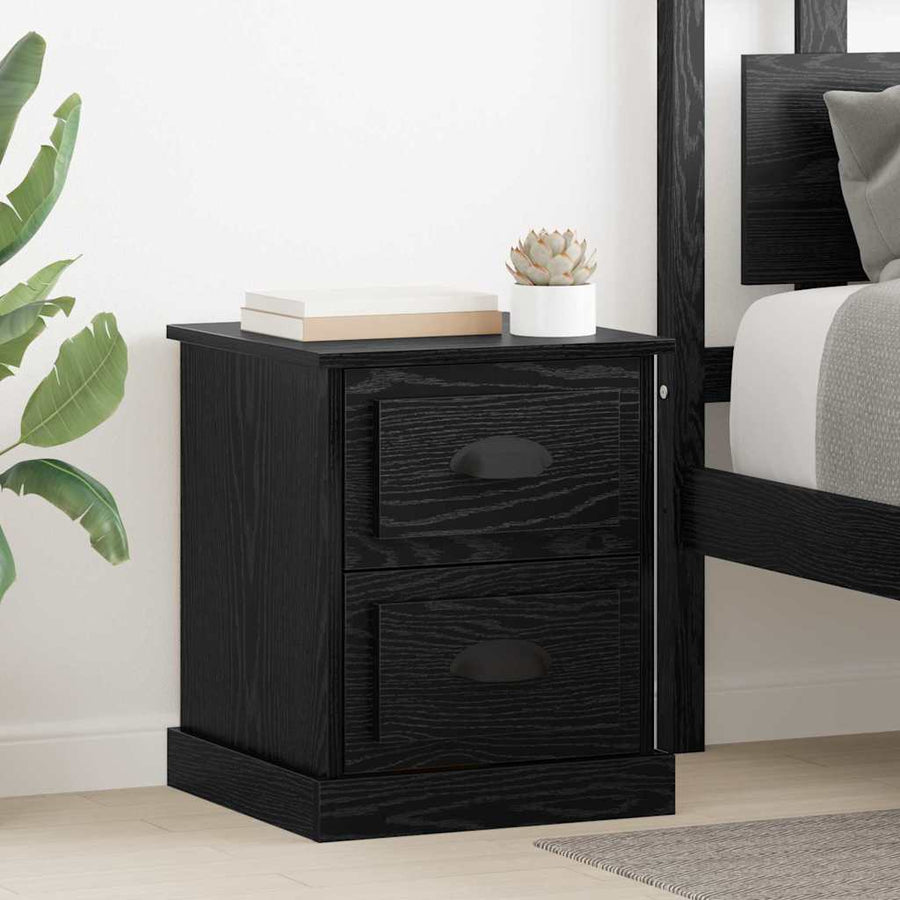 Nachtkastje 2 pcs Zwart Eiken 39 x 39 x 47.5 cm Bewerkt hout