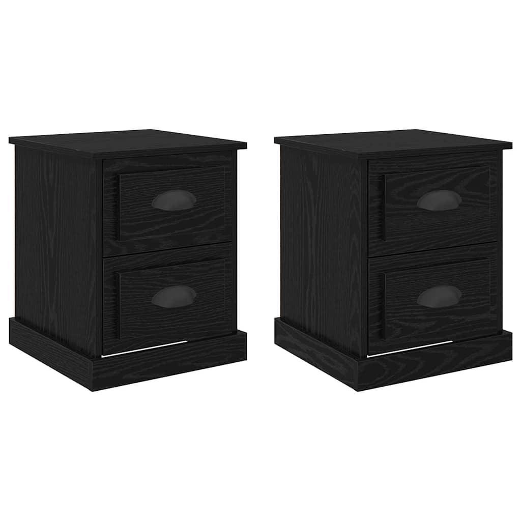 Nachtkastje 2 pcs Zwart Eiken 39 x 39 x 47.5 cm Bewerkt hout
