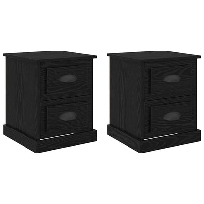 Nachtkastje 2 pcs Zwart Eiken 39 x 39 x 47.5 cm Bewerkt hout