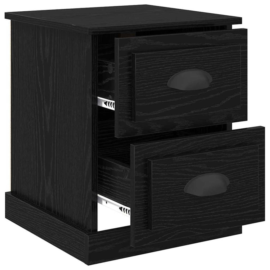 Nachtkastje 2 pcs Zwart Eiken 39 x 39 x 47.5 cm Bewerkt hout