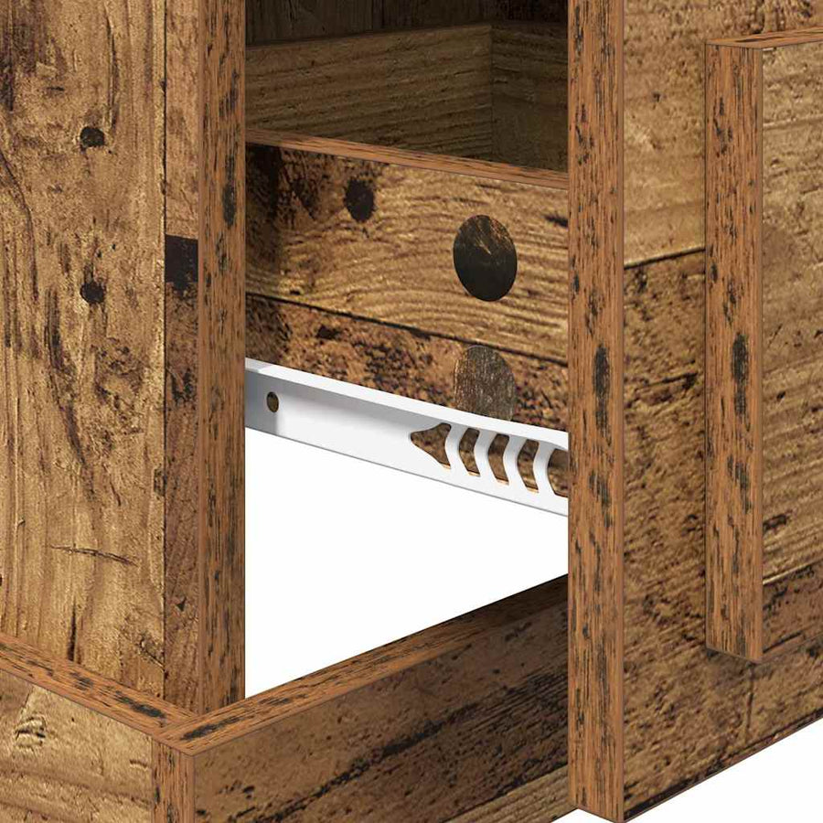 Nachtkastje met lade Oud Hout 39 x 39 x 67,5 cm Bewerkt hout