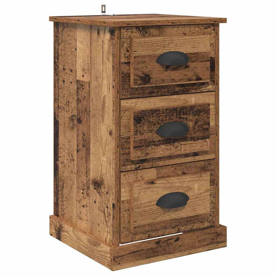 Nachtkastje met lade Oud Hout 39 x 39 x 67,5 cm Bewerkt hout