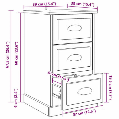 Nachtkastje Artisan Eiken 39 x 39 x 67,5 cm Bewerkt hout