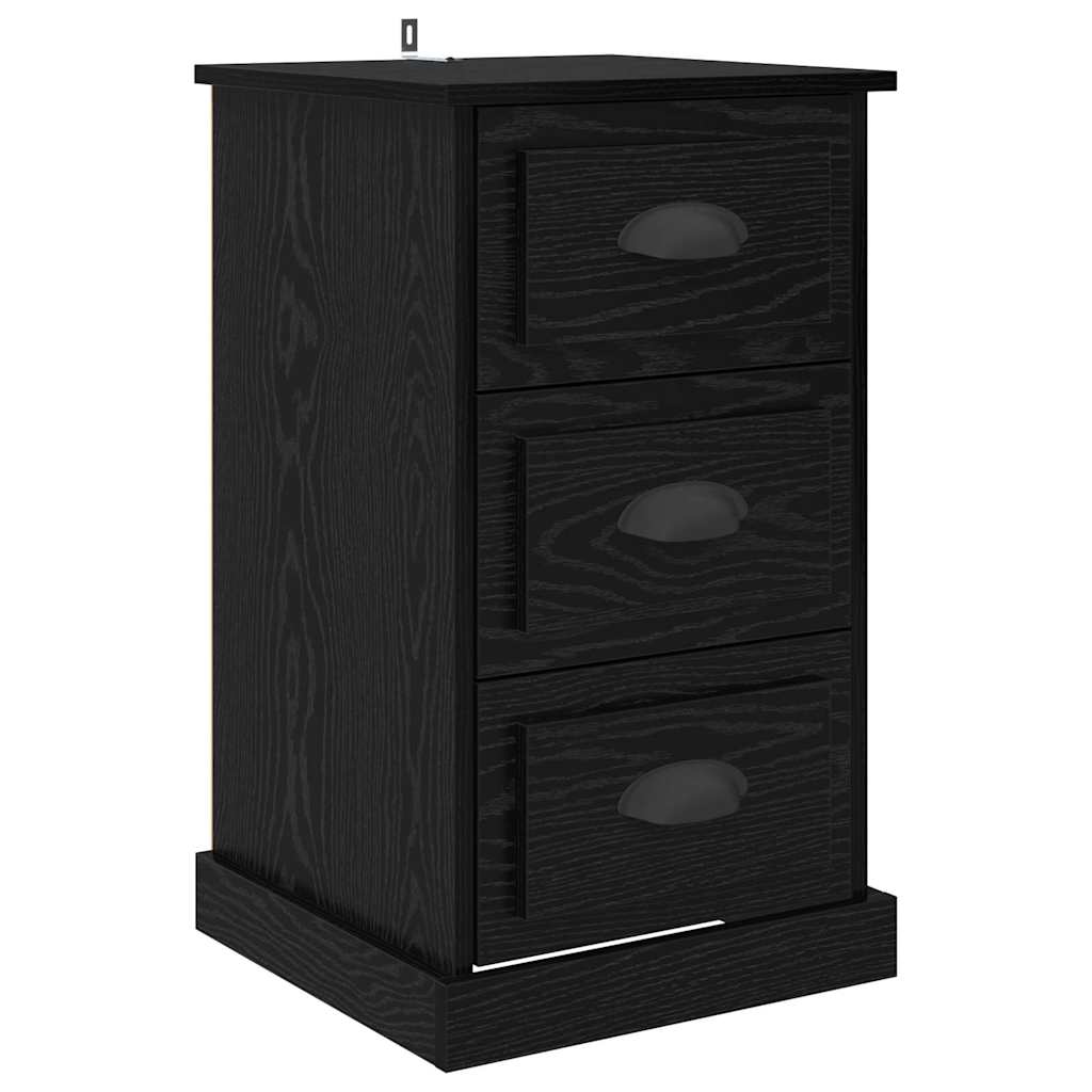 Nachtkastje met lade Zwart Eiken 39 x 39 x 67,5 cm Bewerkt hout
