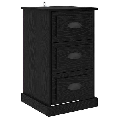 Nachtkastje met lade Zwart Eiken 39 x 39 x 67,5 cm Bewerkt hout