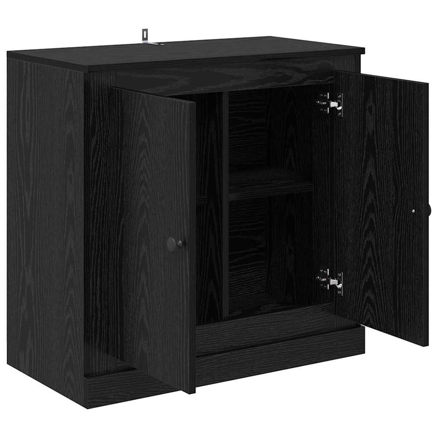 Dressoir Zwart Eiken 70 x 35,5 x 67,5 cm Bewerkt hout