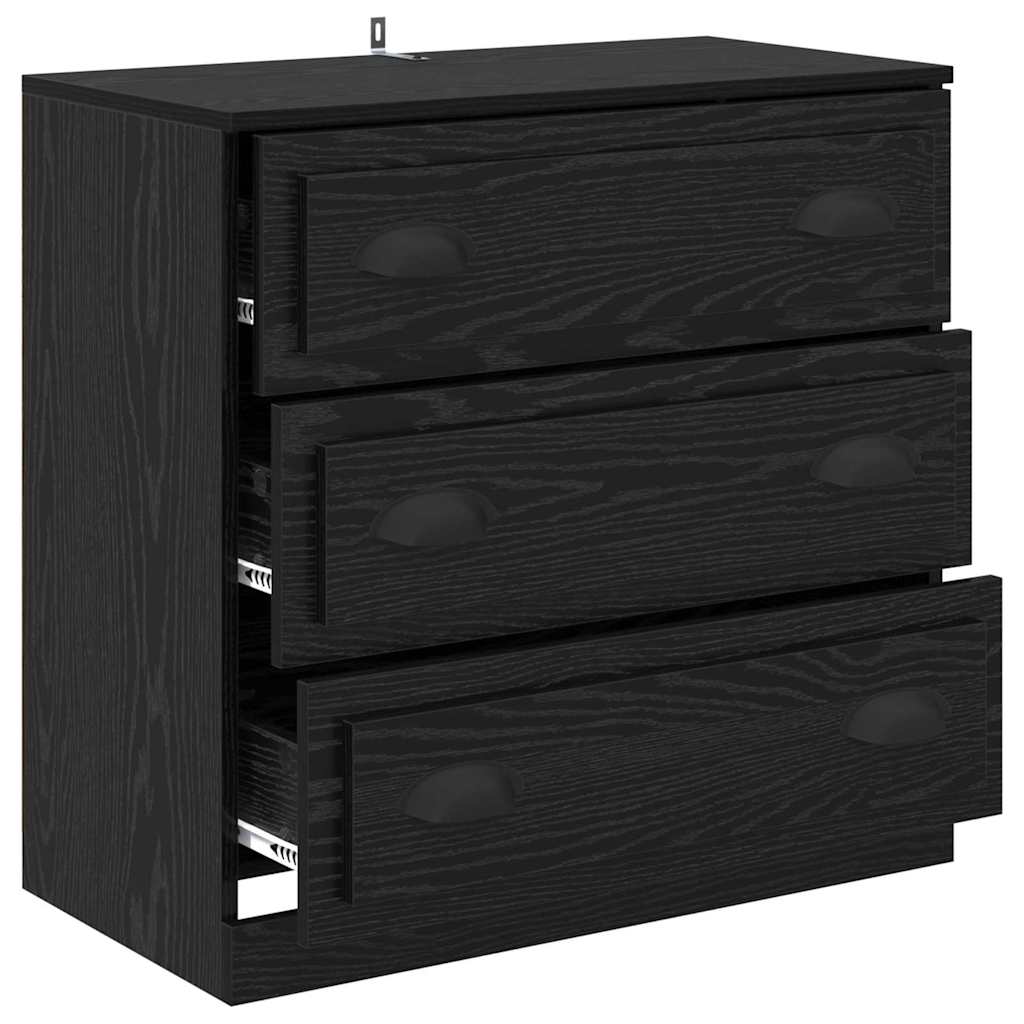 Dressoir met lade Zwart Eiken 70 x 35,5 x 67,5 cm Bewerkt hout