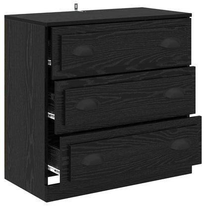 Dressoir met lade Zwart Eiken 70 x 35,5 x 67,5 cm Bewerkt hout