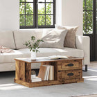 Salontafel bewerkt hout 90x50x35 cm met lade