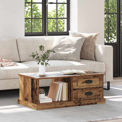 Salontafel met lade Oud Hout 90 x 50 x 35 cm Bewerkt hout