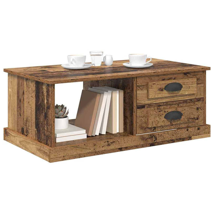 Salontafel met lade Oud Hout 90 x 50 x 35 cm Bewerkt hout