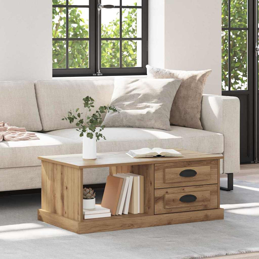 Salontafel met lade Artisan Eiken 90 x 50 x 35 cm Bewerkt hout