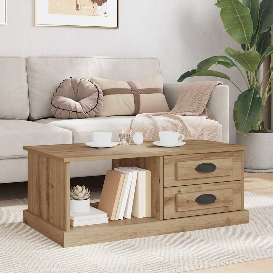 Salontafel met lade Artisan Eiken 90 x 50 x 35 cm Bewerkt hout