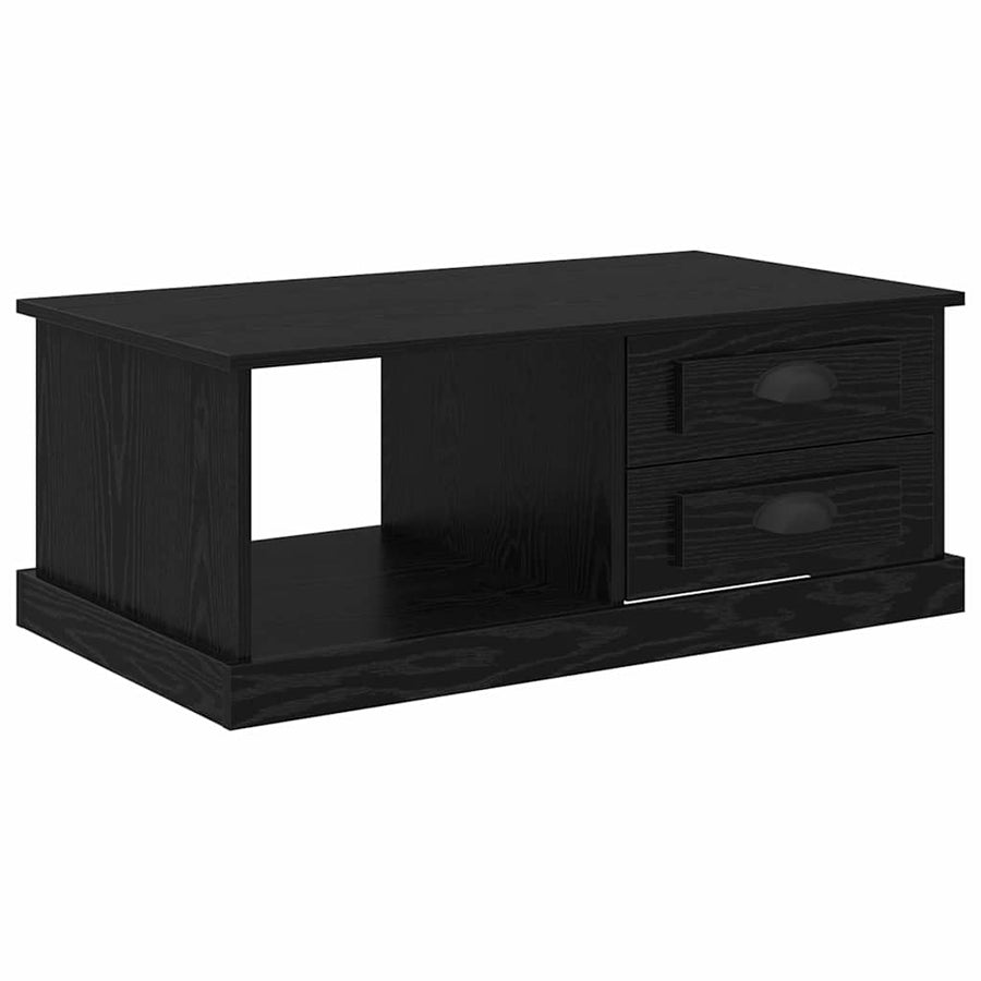 Salontafel met lade Zwart Eiken 90 x 50 x 35 cm Bewerkt hout