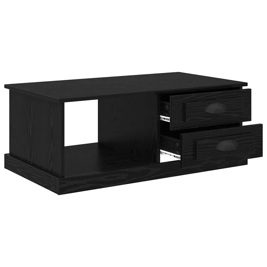 Salontafel met lade Zwart Eiken 90 x 50 x 35 cm Bewerkt hout