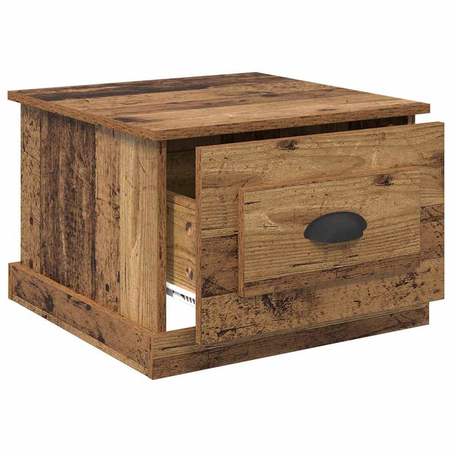 Salontafel met lade Oud Hout 50 x 50 x 35 cm Bewerkt hout
