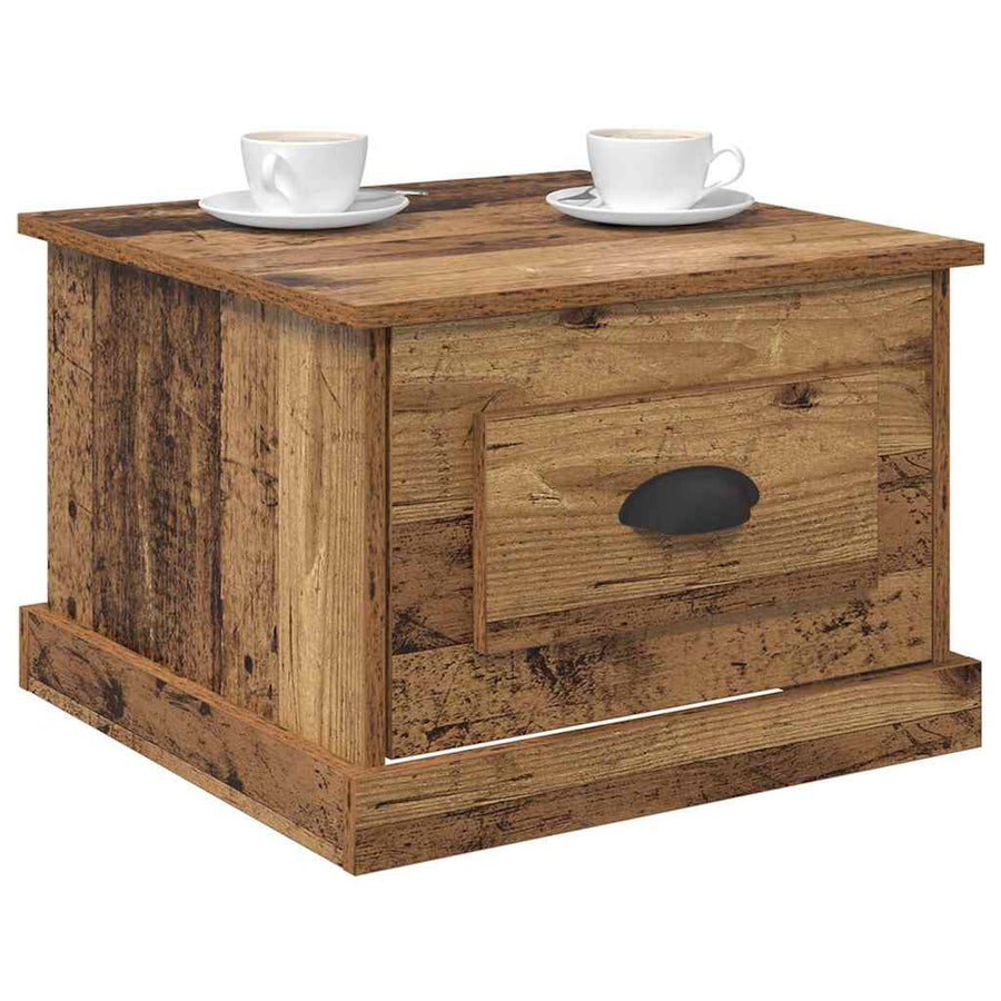 Salontafel met lade Oud Hout 50 x 50 x 35 cm Bewerkt hout