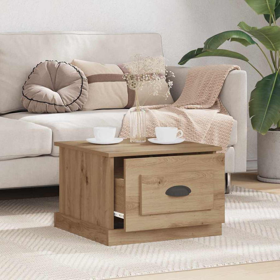 Salontafel met lade Artisan Eiken 50 x 50 x 35 cm Bewerkt hout