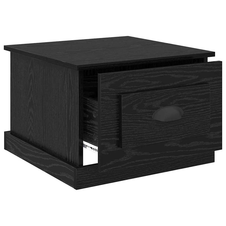 Salontafel met lade Zwart Eiken 50 x 50 x 35 cm Bewerkt hout