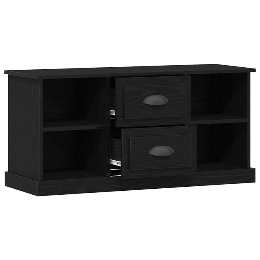 TV-kast met lade Zwart Eiken 99,5 x 35,5 x 48 cm Bewerkt hout