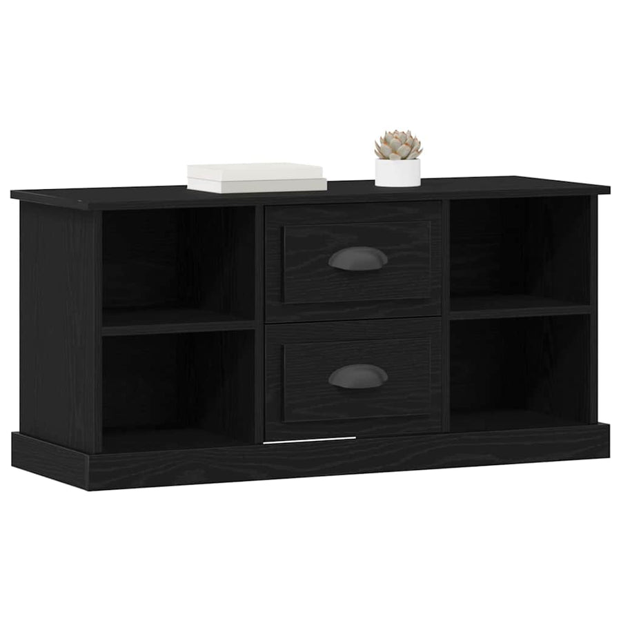 TV-kast met lade Zwart Eiken 99,5 x 35,5 x 48 cm Bewerkt hout