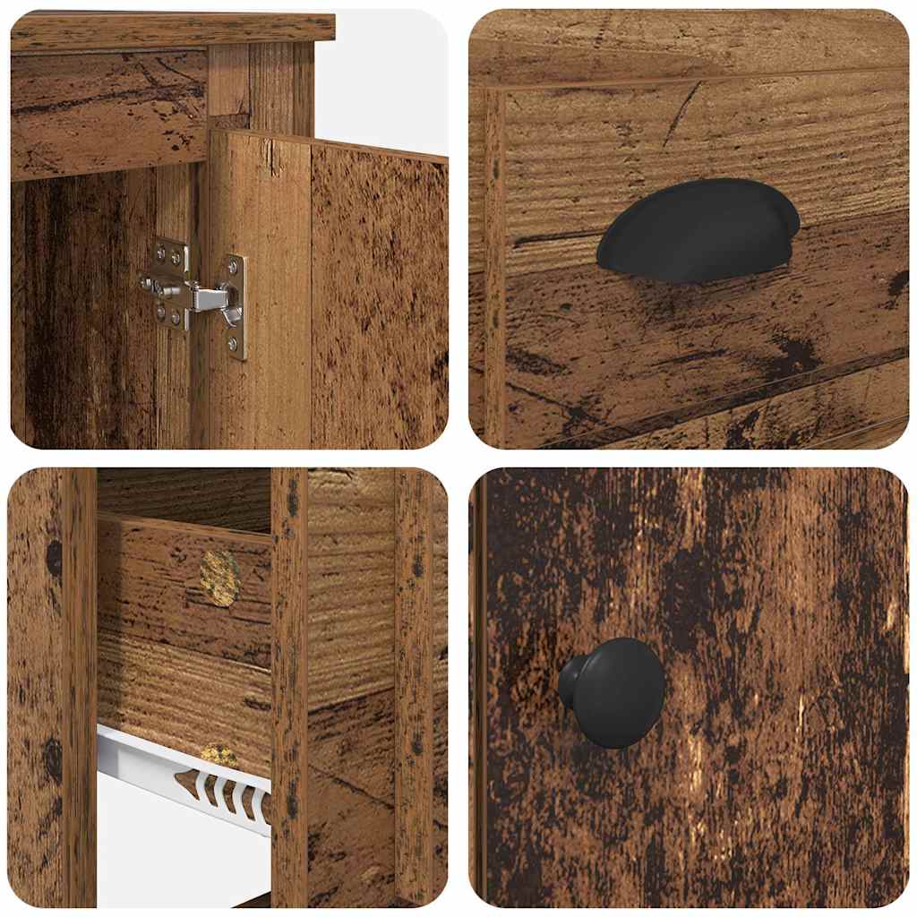 Highboard met lade Oud Hout 60 x 35,5 x 103,5 cm Bewerkt hout