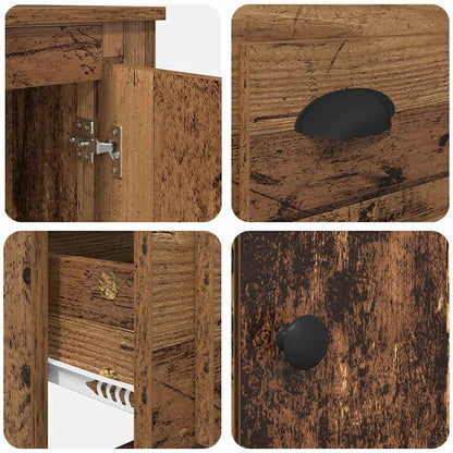 Highboard met lade Oud Hout 60 x 35,5 x 103,5 cm Bewerkt hout