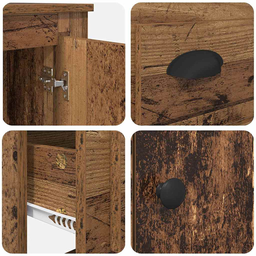 Highboard met lade Oud Hout 60 x 35,5 x 103,5 cm Bewerkt hout