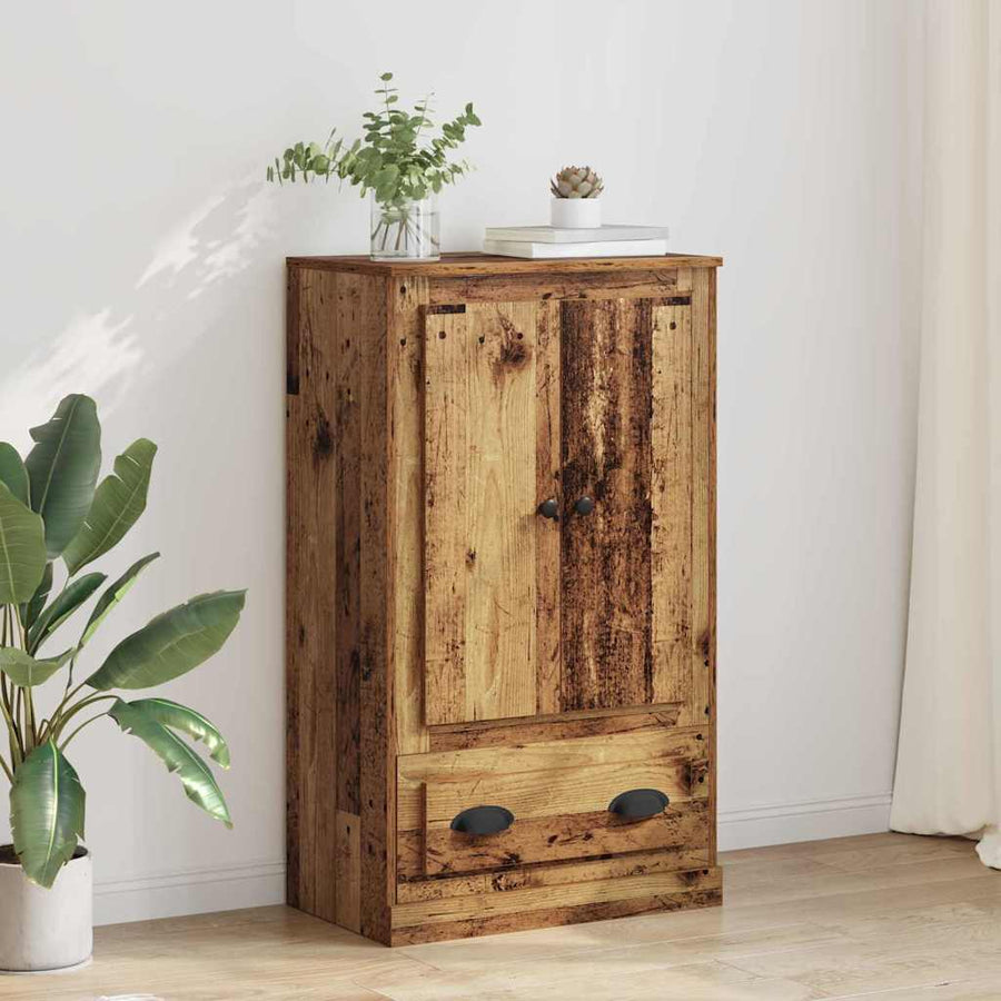 Highboard met lade Oud Hout 60 x 35,5 x 103,5 cm Bewerkt hout
