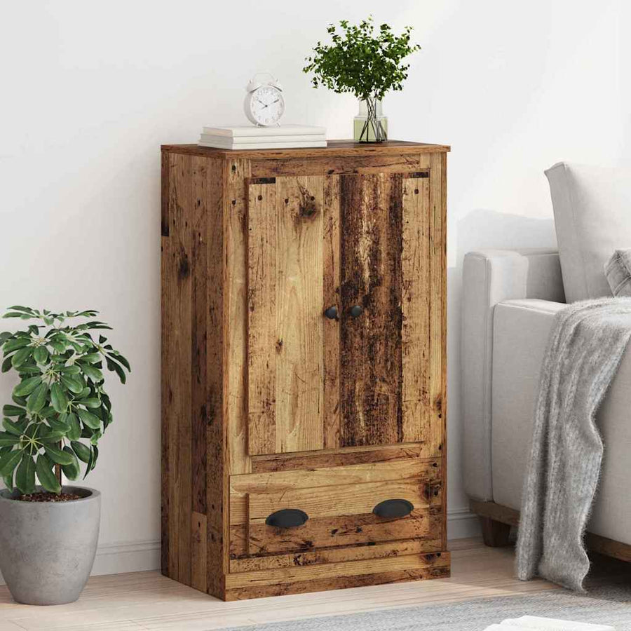 Highboard met lade Oud Hout 60 x 35,5 x 103,5 cm Bewerkt hout