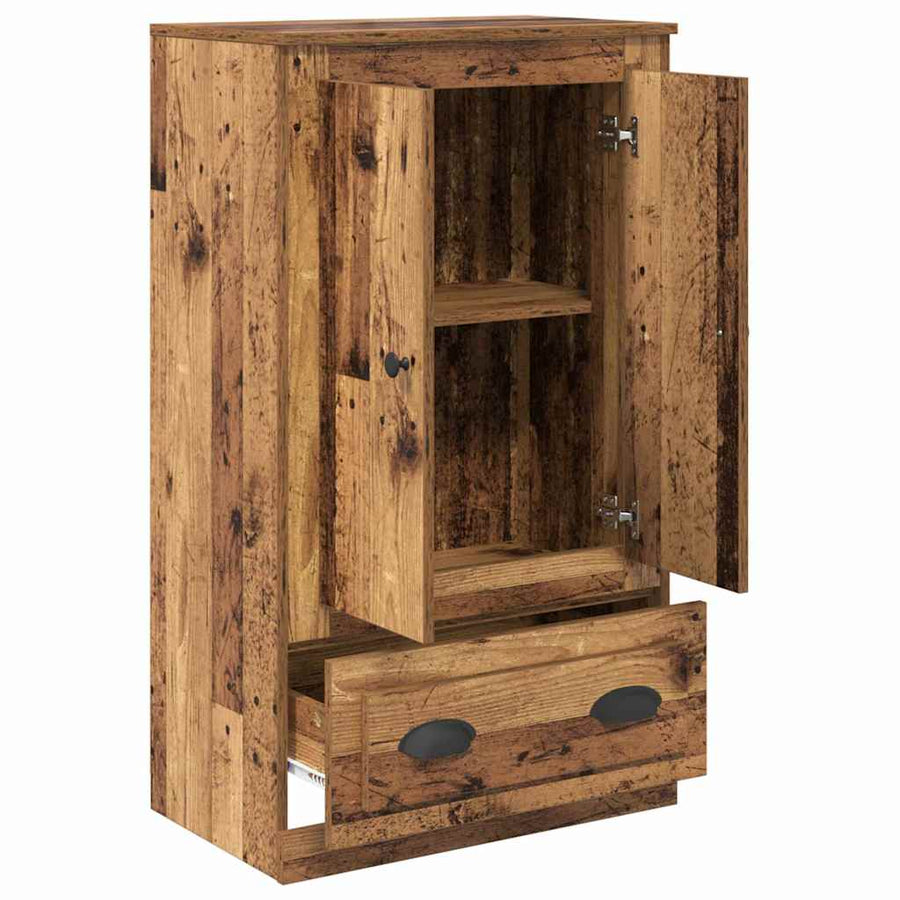 Highboard met lade Oud Hout 60 x 35,5 x 103,5 cm Bewerkt hout