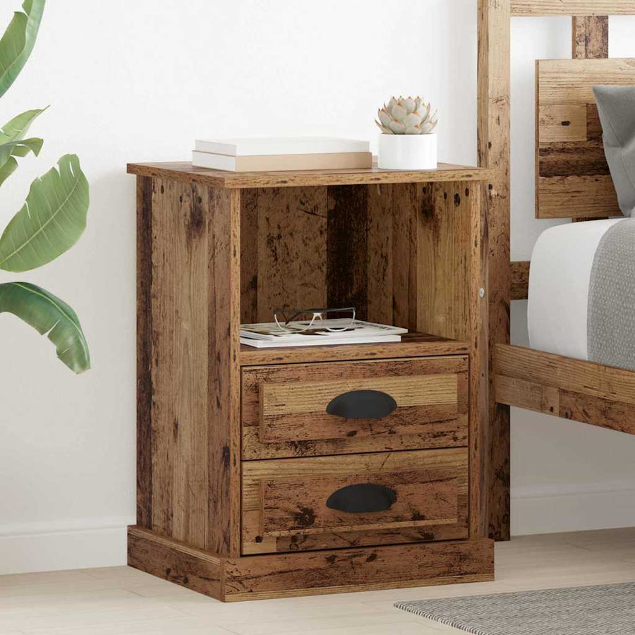 Nachtkastje met lade 2 pcs Oudhout 36 x 43 x 60 cm Bewerkt hout