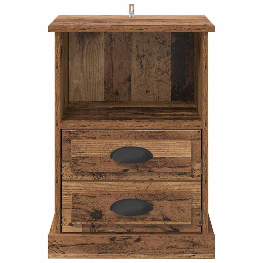 Nachtkastje met lade 2 pcs Oudhout 36 x 43 x 60 cm Bewerkt hout