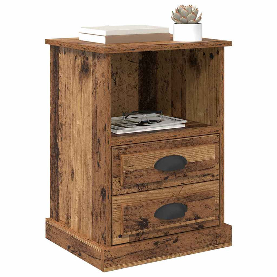 Nachtkastje met lade 2 pcs Oudhout 36 x 43 x 60 cm Bewerkt hout