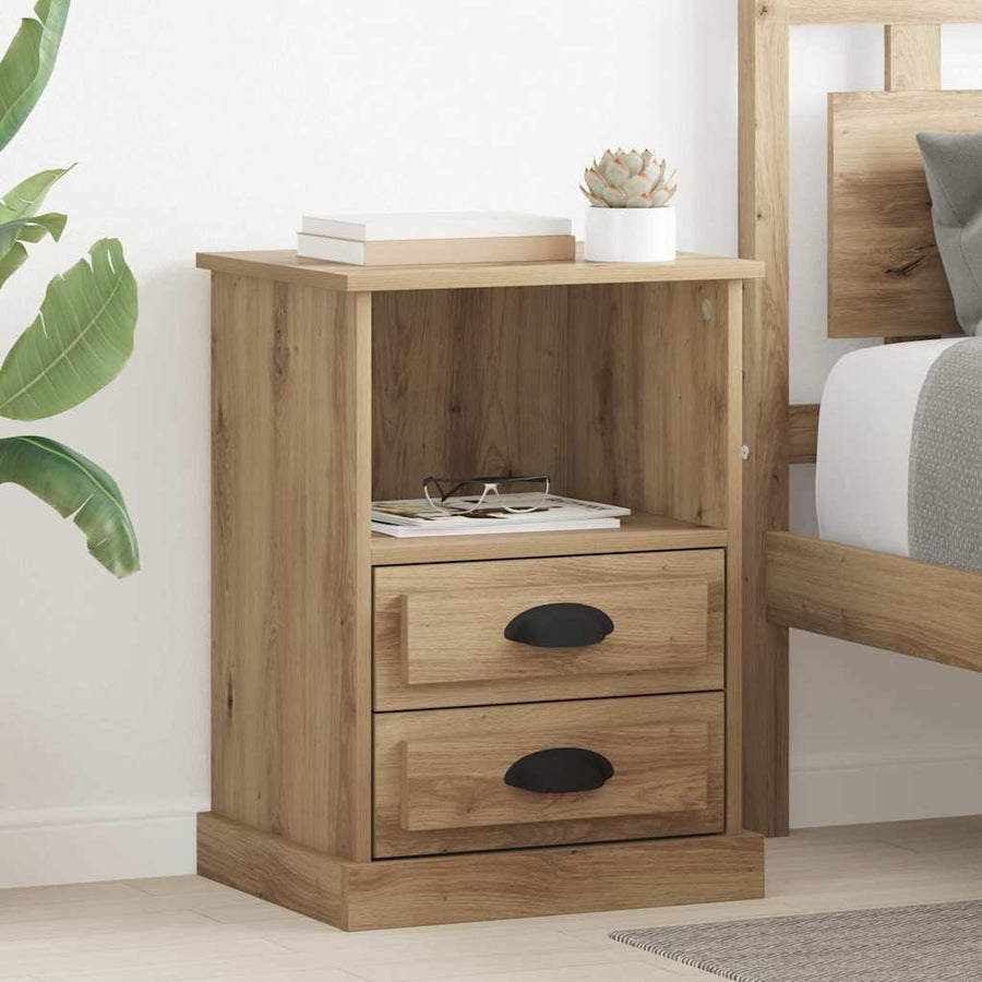 Nachtkastje met lade Artisan Eiken 36 x 43 x 60 cm Bewerkt hout
