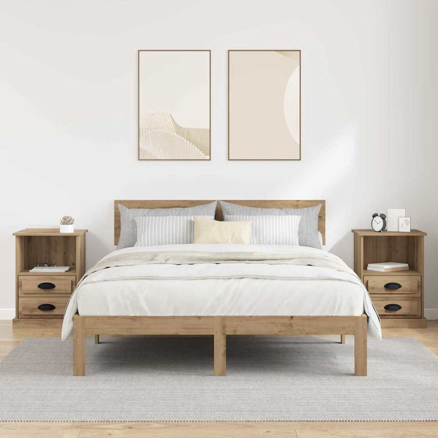 Nachtkastje 2 pcs Artisan Eiken 36 x 43 x 60 cm Bewerkt hout