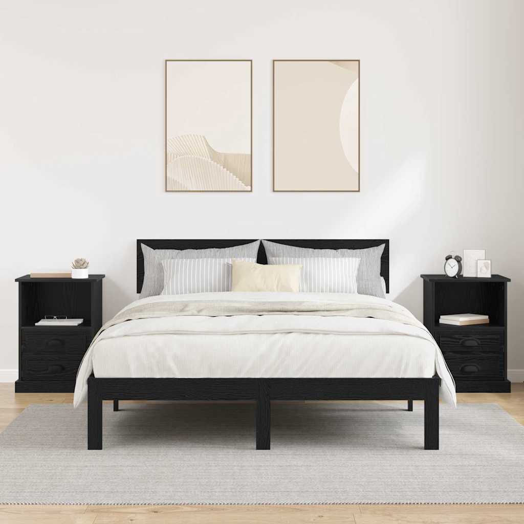 Nachtkastje 2 pcs Zwart Eiken 36 x 43 x 60 cm Bewerkt hout