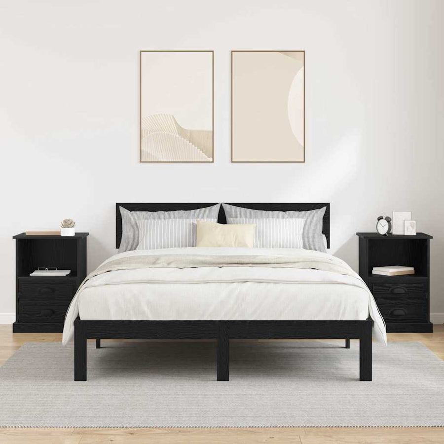 Nachtkastje 2 pcs Zwart Eiken 36 x 43 x 60 cm Bewerkt hout