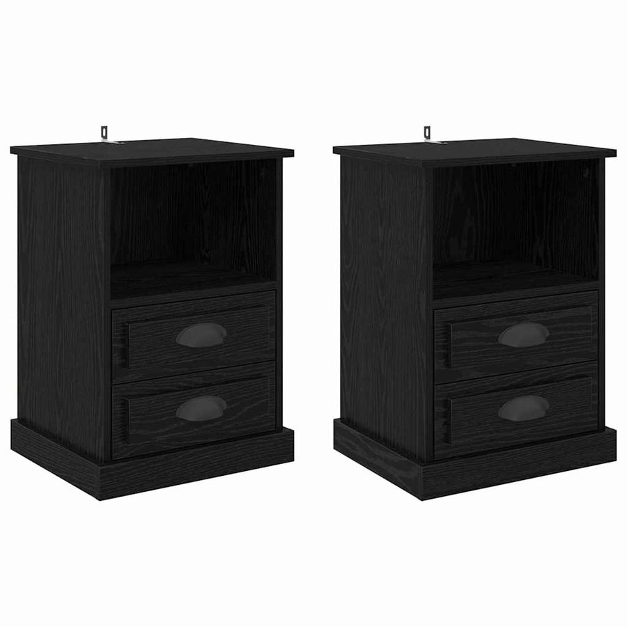 Nachtkastje 2 pcs Zwart Eiken 36 x 43 x 60 cm Bewerkt hout