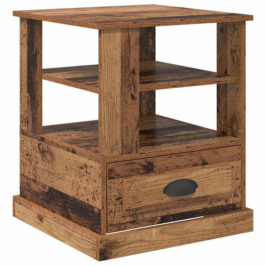 Nachtkastje met lade Oud hout 50 x 50 x 60 cm Bewerkt hout