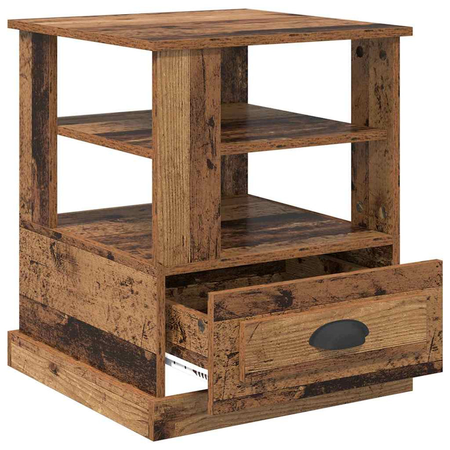 Nachtkastje met lade Oud hout 50 x 50 x 60 cm Bewerkt hout
