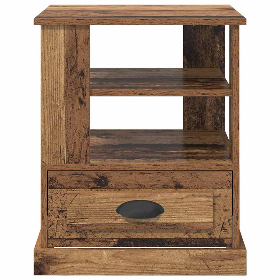 Nachtkastje met lade Oud hout 50 x 50 x 60 cm Bewerkt hout