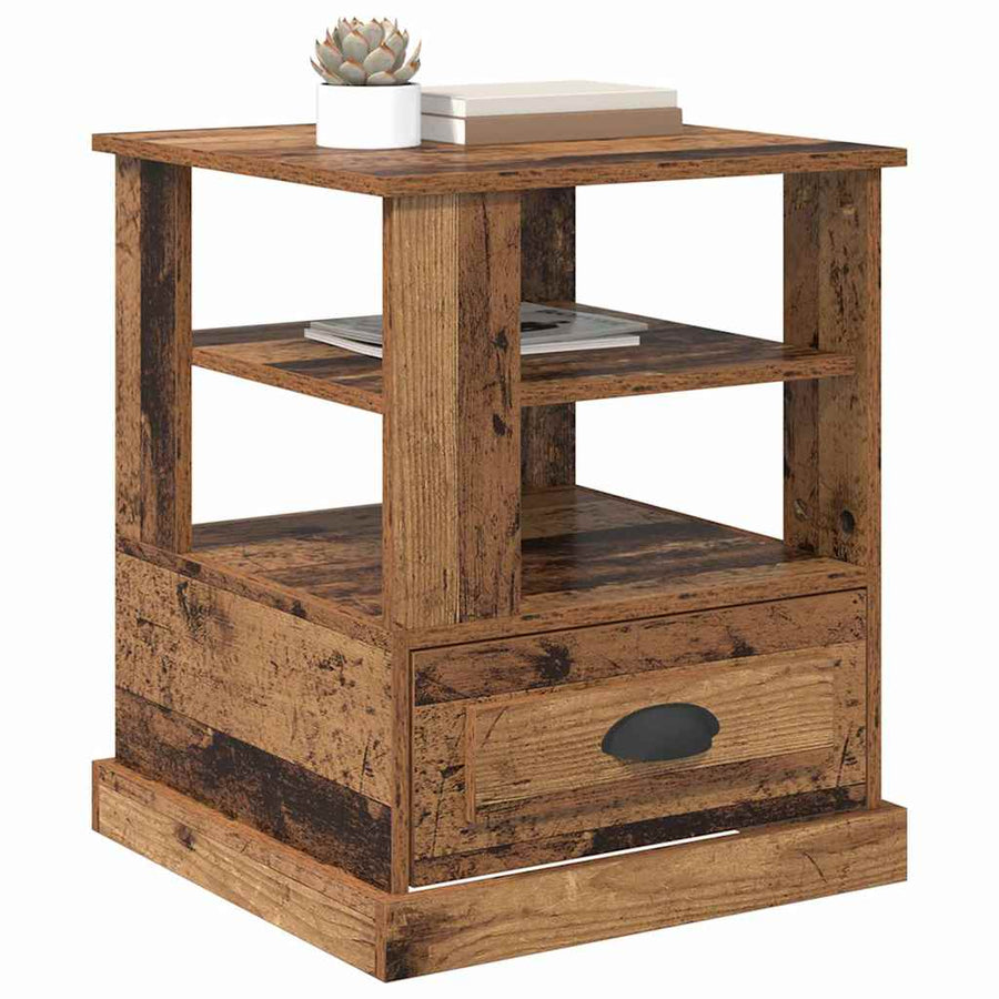 Nachtkastje met lade Oud hout 50 x 50 x 60 cm Bewerkt hout